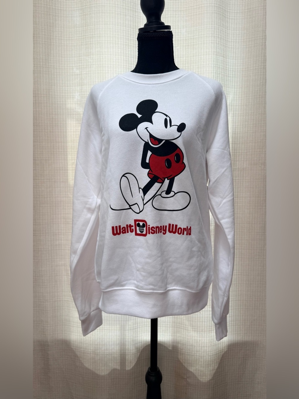 Disney Parks Mickey Mouse Walt Disney World Crewneck Sweatshirt White S NWT